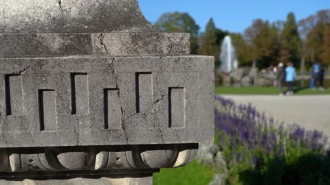 Close up view of concrete statue at Bavarian baroque castle Stock Footage 165701024