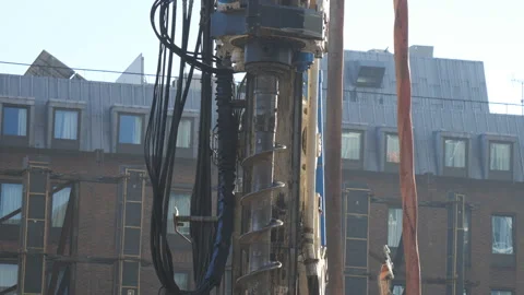 A close up view of construction drill in motion. Stock Footage 124506271