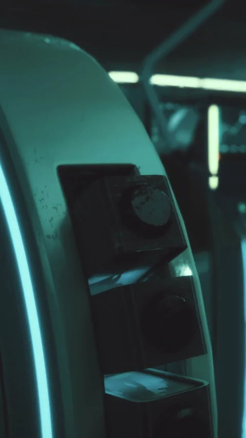 Close up view of control panel in a futuristic setting with glowing details Stock Footage 334167373