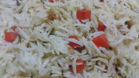 Close up view of cooking basmati Rice Pulao or pulav Stock Footage 141315405
