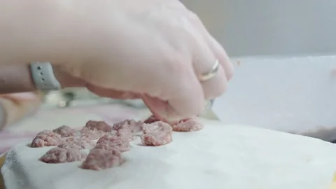 The close-up view of the cooking of the pelmeni. Stock Footage 167697416