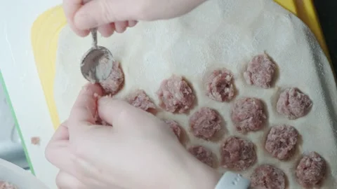 The close-up view of the cooking of the pelmeni. Stock Footage 167697769