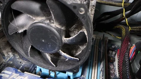 Close up view of cooler in computer system unit Video stock 156515396