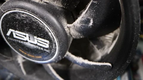 Close up view of cooler in computer system unit Stock Footage 156704249