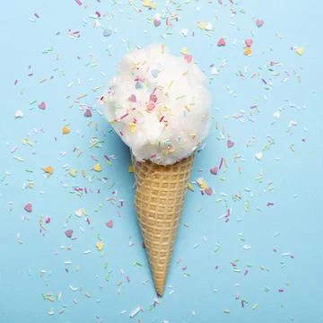 Close up view cotton candy ice cream cone. High quality photo Stock Photos