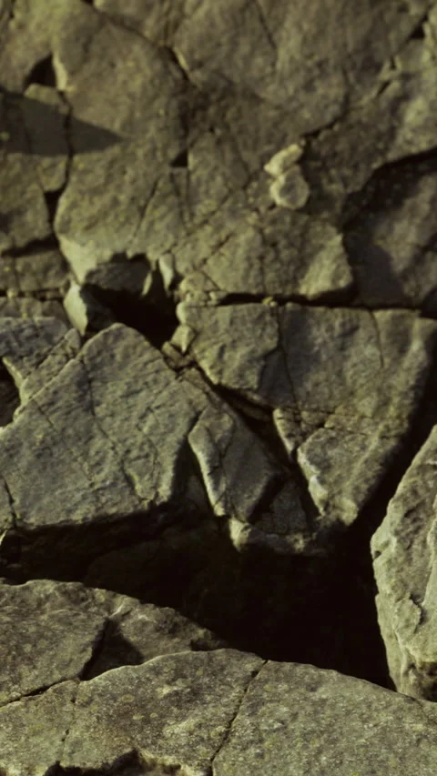 Close view of cracked stones on the ground in a natural setting Stock Footage 336030804