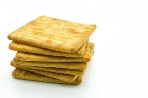 Close-up view of the crackers isolated on white background. Stock Photos