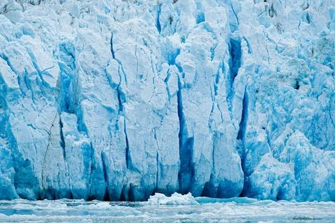 Close view of cracks and texture in Dawes Glacier Stock Photos