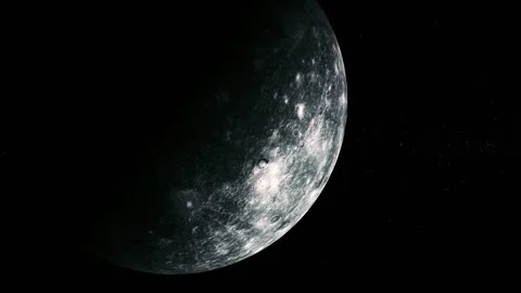 Close view of a crescent moon against a dark starry space background Stock Footage 340389553