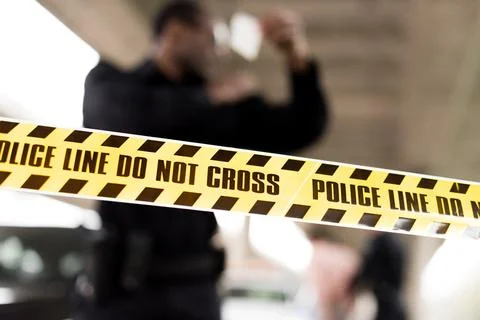 Close view cross line policeman Stock Photos