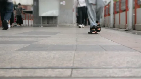 Close up view of crowd walking on the walking street day, crowded public sp.. Stock Footage 229842271