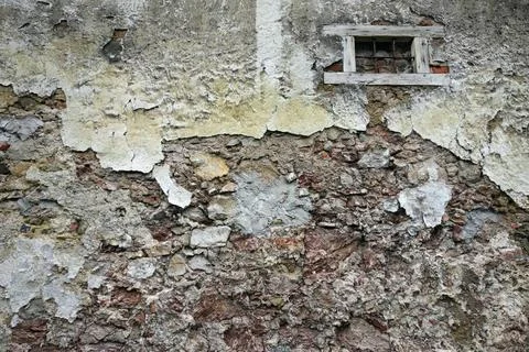 Close up view of crumbling plaster brick wall Close up view of crumbling p... Stock Photos