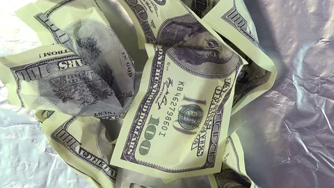 Close-up View of Crumpled Money Stock Footage 72427707