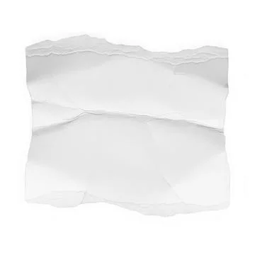 A close-up view of a crumpled white piece of paper with a torn edge. Stock Illustration