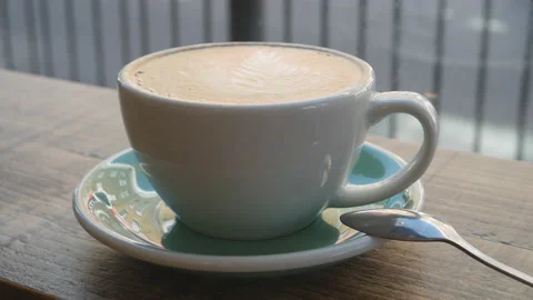 A close up view of a cup of coffee. Stock Footage 122948492
