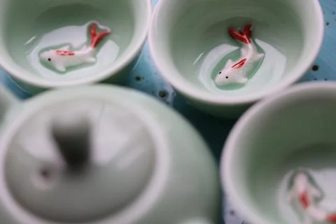 A close-up view of cups containing fish, useful for illustrations on food, Stock Photos