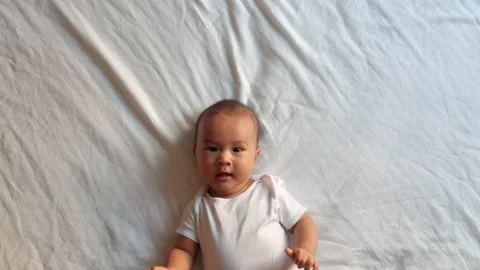 Close-up view of cute asian baby's face Stock Footage 201311563
