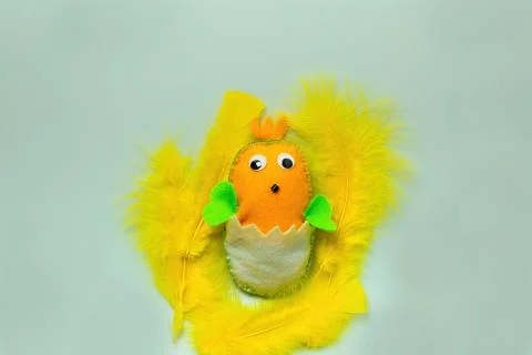 Close up view of cute handmade Easter decoration element. Beautiful backgrounds. Stock Photos