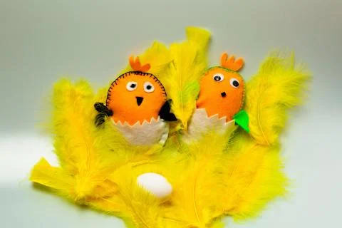 Close up view of cute handmade Easter decoration element. Beautiful backgrounds. Stock Photos