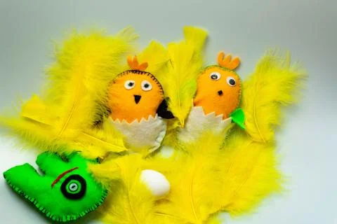 Close up view of cute handmade Easter decoration element. Beautiful backgrounds. Stock Photos