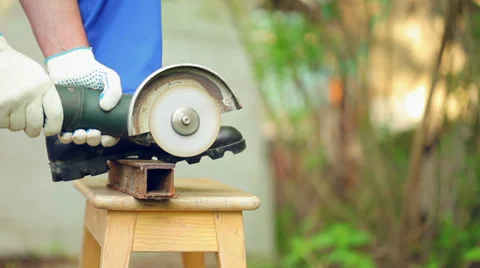 Close-up view of cutting steel shape Stock Footage 35571614