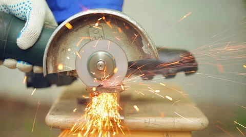 Close-up view of cutting steel shape Stock Footage 35571679