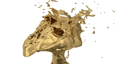 Close-up view of dark gold splashing in slow motion, alpha included (FULL HD) Stock Footage 50638477