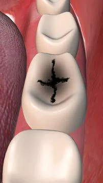 Close-Up View of Decaying Molar Teeth Illustrazione stock