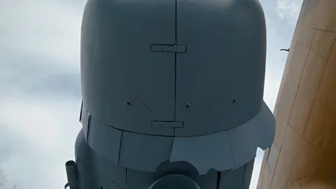 Close up view of decommissioned aero plane, a memorial to partisans Stock Footage 154992329
