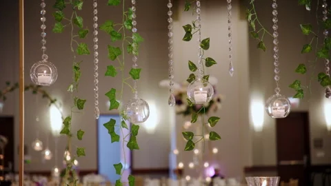 Close up view of Decorative candles. Elements of wedding decorations. Stock-Footage 293897746