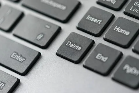 Close up view of delete icon on a computer keyboard keys Stock Photos
