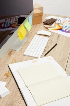 Close view designer workplace computer 库存照片