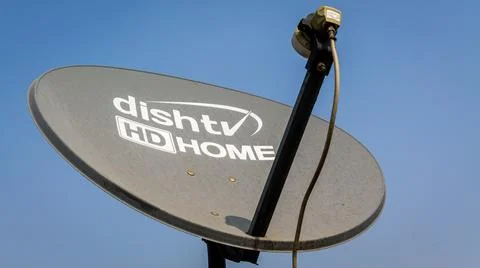 Close-up view of DishTV DTH Dish Antenna Foto stock