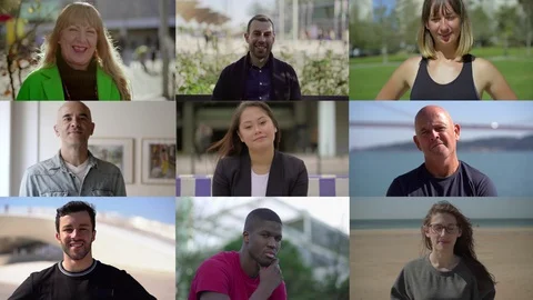 Close-up view of diverse people looking at camera Stock Footage 121914131