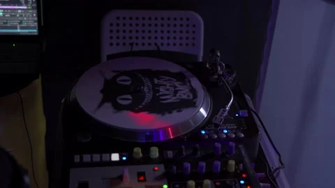 Close up view of DJ console at a Halloween party in nightclub. Holiday concept. Stock Footage 162911206