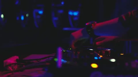 Close-up view on DJ panel during party in nightclub Stock Footage 90115332