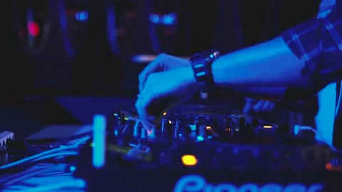 Close-up view on DJ panel during party in nightclub Stock Footage 90115333
