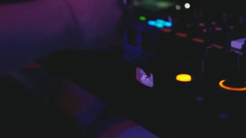 Close-up view on DJ panel during party in nightclub Stock Footage 90115458