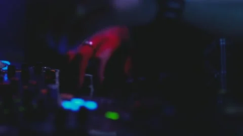 Close-up view on DJ panel during party in nightclub Stock Footage 90115483