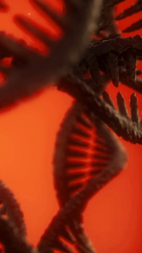 Close view of DNA structure with red background during scientific observation Stock Footage 336028359
