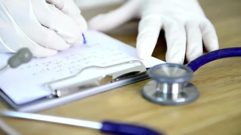 Close up view of Doctor research Maintaining medical records concept Close up Stock-Footage 336587656