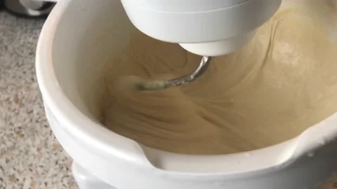 Close-up view of dough kneading machine Stock Footage 234368860
