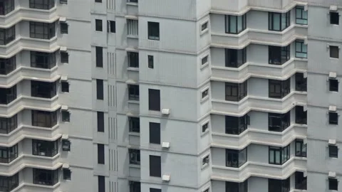 Close up view of downtown real estate skyscraper apartment buildings 4k Stock Footage 160193448