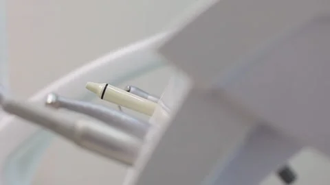 Close up view of a drill bit at a modern dental clinic. Dental treatment Stock Footage 142121733