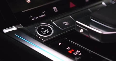 Close up view of a driver's finger shifting the gear stick on an automatic Stock Footage 337128581