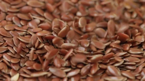 Close view of dropping flax seeds, Flax seeds dropping view Video stock 147853216