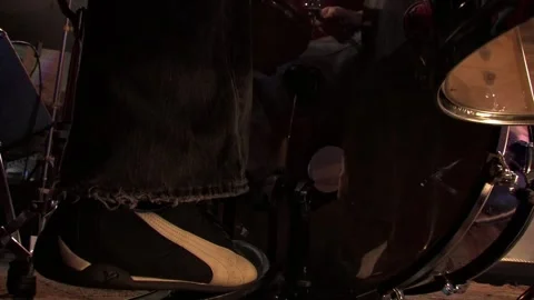Close-up view of drumming performance in studio Stock Footage 300114336