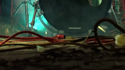 Close view of drums and vibrant stage setup Stock Footage 300114349