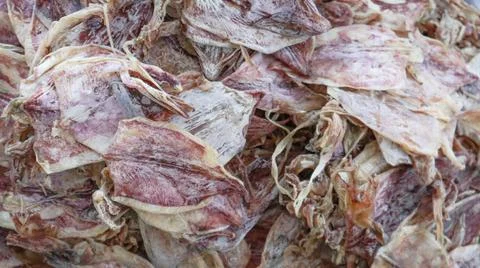 Close up view of dry seafood Foto stock