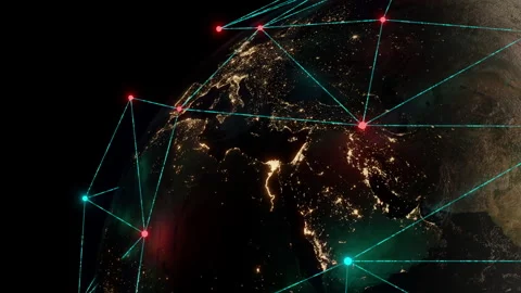 Close Up View Of Earth Internet Satellite Network View From Space Stock Footage 255297329